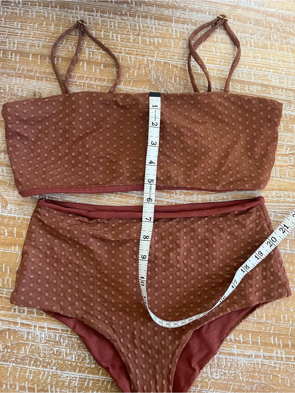 l*space On the Dot Texture Rebel Bikini Set in Tobacco - Picture 7 of 8